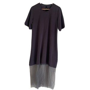 ROCOCO T-shirt Dress Asymmetrical Front Chiffon On Bottom Gray Medium